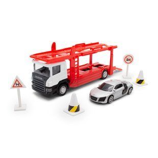 Автоперевозчик Scania TechnoDrive 1:64 с машинкой 250430U фото