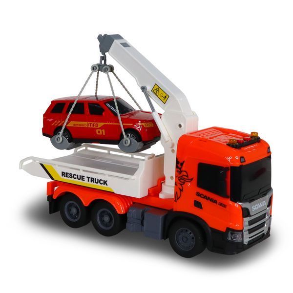 Игрушечный эвакуатор TechnoDrive Big Truck Scania с машиной (свет, звук) 6408KS фото