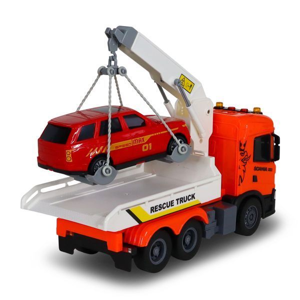 Игрушечный эвакуатор TechnoDrive Big Truck Scania с машиной (свет, звук) 6408KS фото