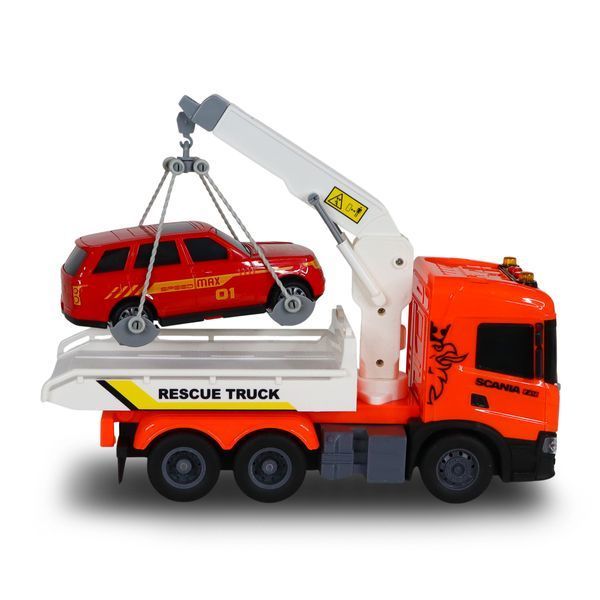 Игрушечный эвакуатор TechnoDrive Big Truck Scania с машиной (свет, звук) 6408KS фото