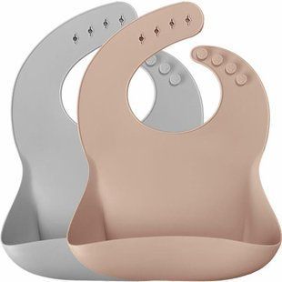 Нагрудник силиконовый Minikoioi Basics, 2 шт., бежевый и серый 101020066 фото