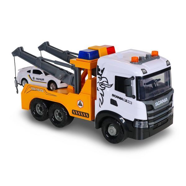 Іграшковий евакуатор TechnoDrive Mid Truck Scania з поліцейською машиною, 38 см 3004KS фото