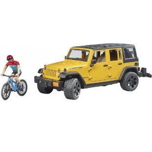 Игрушечный джип Bruder Jeep Wrangler Rubicon с фигуркой велосипедиста, 1:16 02543 фото