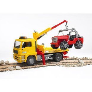 Игрушечный эвакуатор Bruder MAN с краном и джипом, 1:16 02750 фото