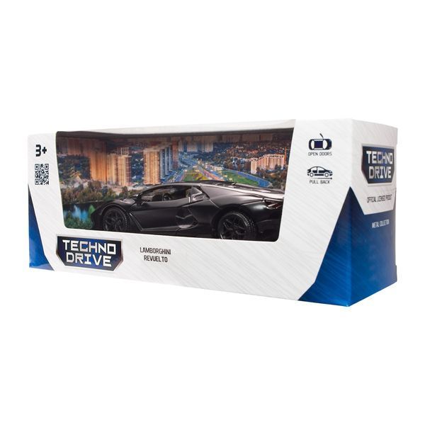 Металева машинка Lamborghini Revuelto TechnoDrive 1:39 матово-чорна 250934UBl фото